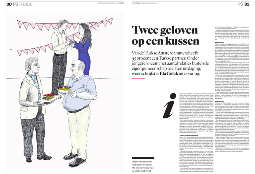 ARTIKEL: Twee geloven op een kussen (het Parool) – Ela Çolak - Twee Geloven Op Een Kussen