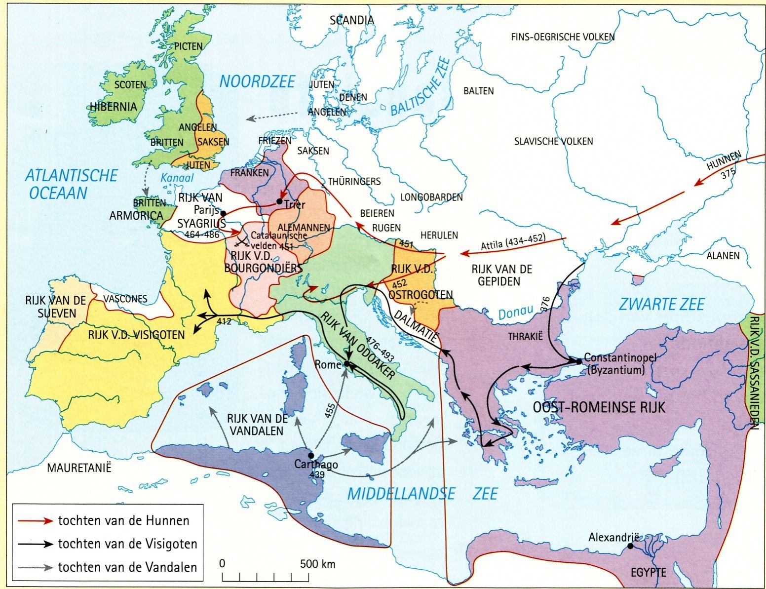 Atlas kaart 37 het einde van het west romeinse rijk 5de eeuw – Artofit - Geschiedenis Havo 5 Britse Rijk