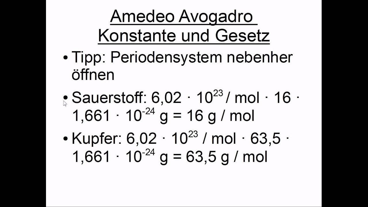 Avogadro Konstante + Avogadro Gesetz - YouTube - Wat Is Het Getal Van Avogadro