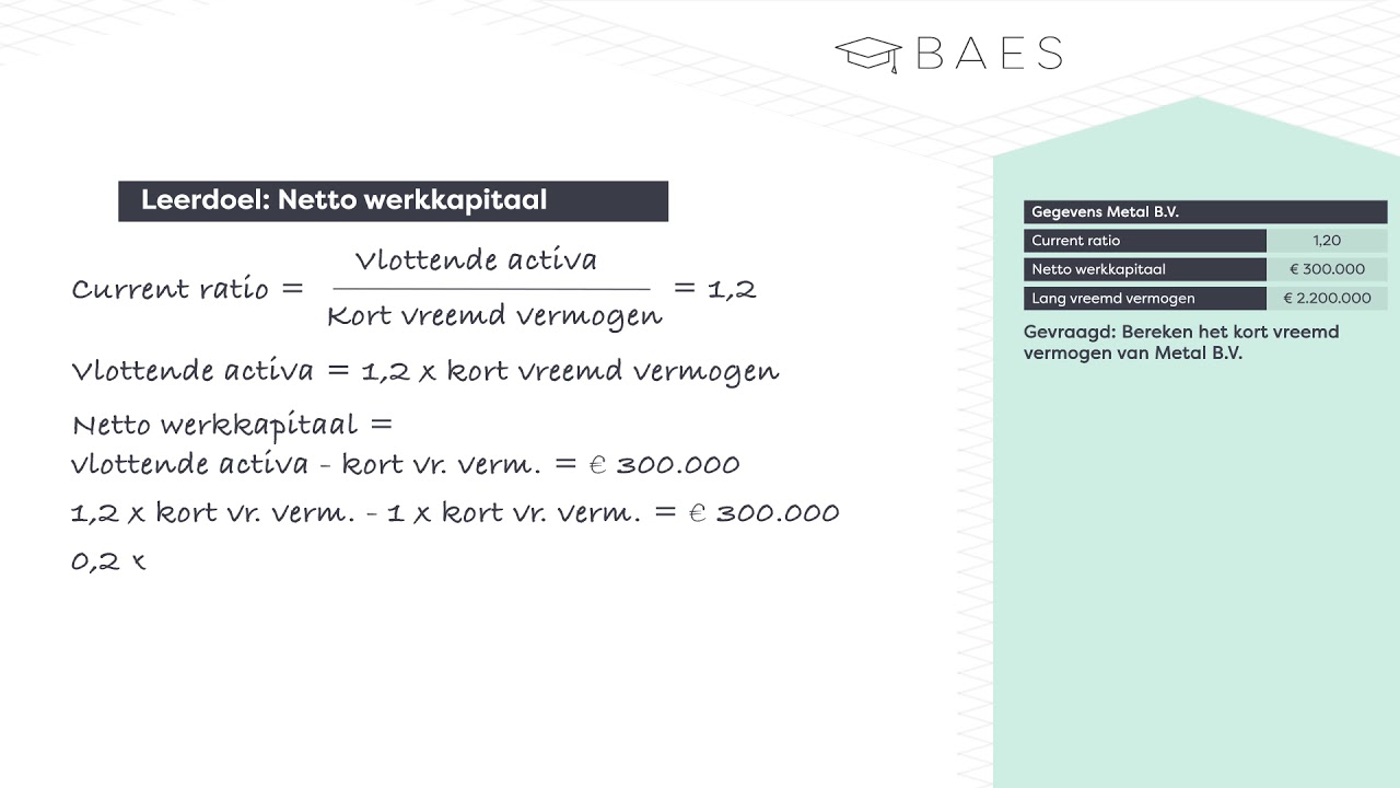 BAES Education - Financiering - Netto werkkapitaal - EindBAES - YouTube - Hoe Bereken Je Het Werkkapitaal