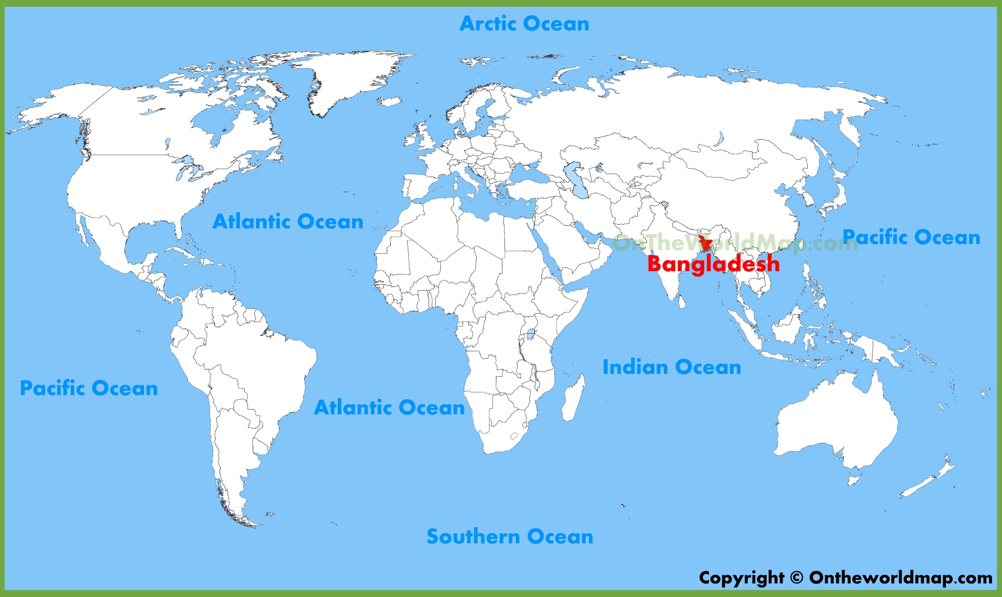 Bangladesh location on the World Map - Ontheworldmap.com - Wat Is De Hoofdstad Van Bangladesh