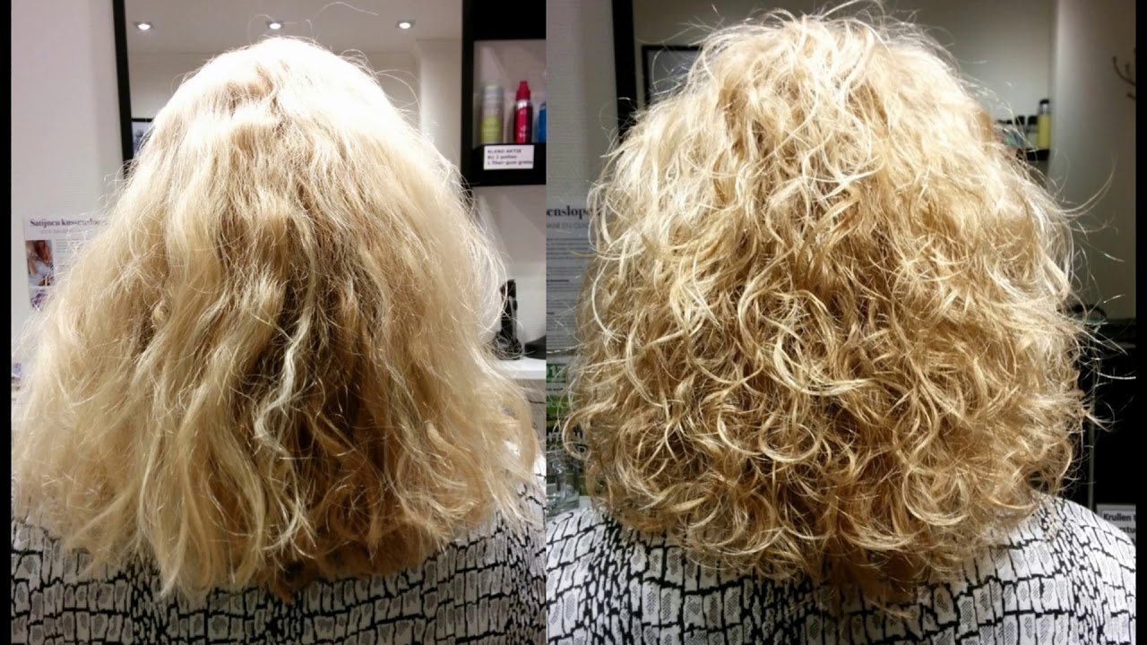 Before & after krullenknippen bij de krullenkapper, curly hairstyles - Volume Permanent Voor En Na