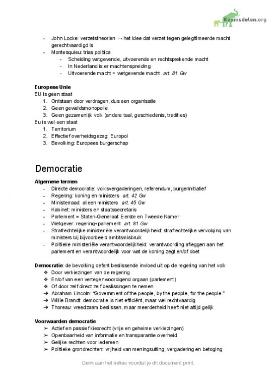 Beginselen van het Nederlandse Staatsrecht - KennisDelen - Beginselen Van Het Nederlandse Staatsrecht