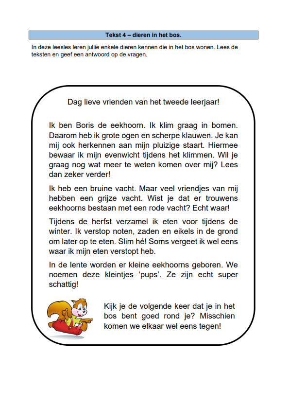 Begrijpend lezen / Taal/schrift / Tweede leerjaar | Meester Warre - Begrijpend Lezen Tekst Groep 7
