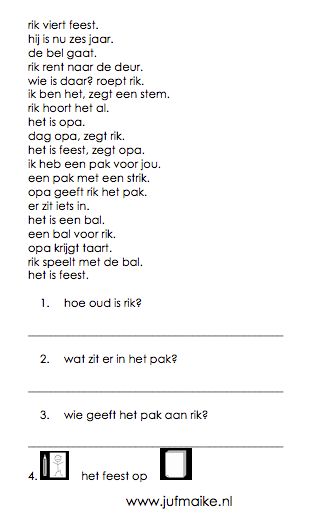 Begrijpend lezen werkblad voor beginnende lezers, kleuters of groep 3 - Tekst Begrijpend Lezen Groep 7