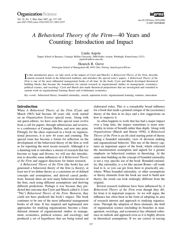 Behavioral Theory Of The Firm