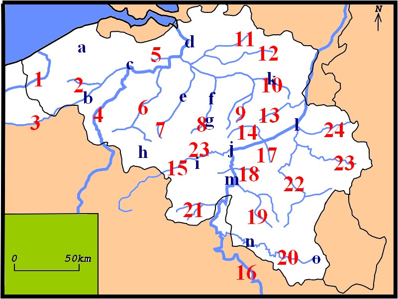 BELANGRIJKE RIVIEREN VAN BELGIË - Kaart Met Rivieren Van Belgie