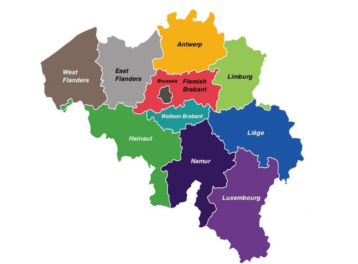Belgium regions map - Belgium provinces map (Western Europe - Europe) - Welke Provincie Heeft De Meeste Inwoners