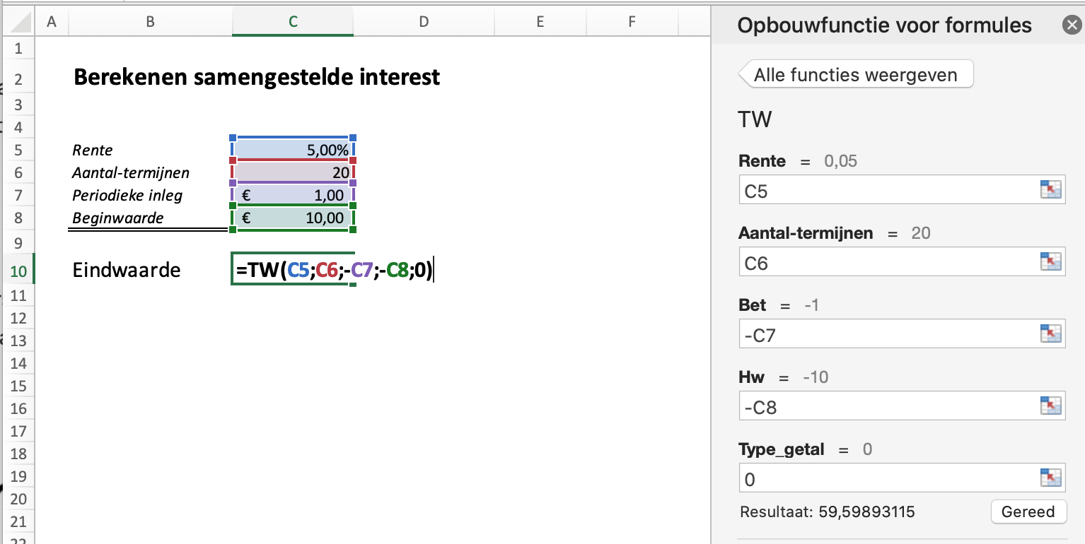 Berekenen samengestelde interest in Excel - Excelvraag.nl - Rente Op Rente Berekenen Rekenmachine