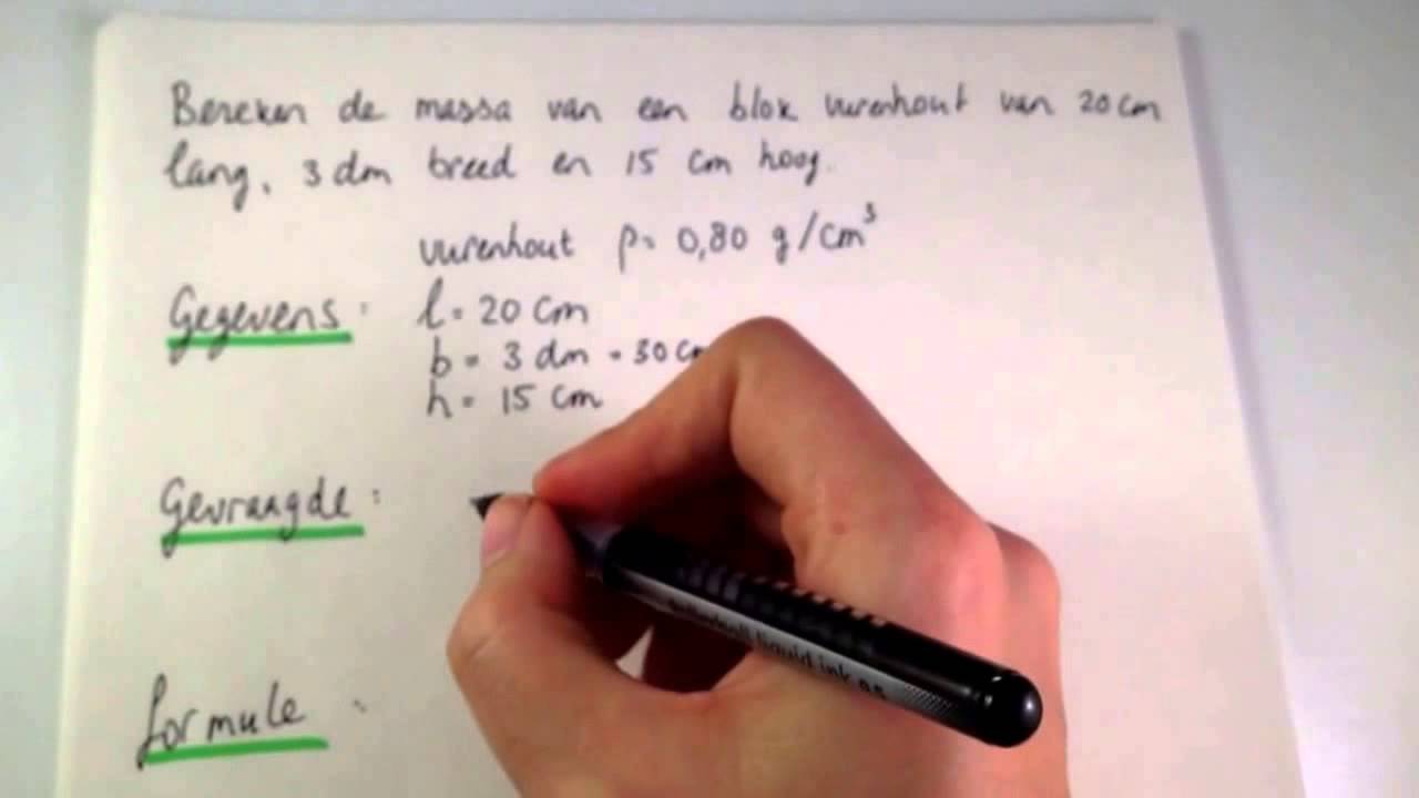 Berekening met dichtheid; massa berekenen - YouTube - Hoe Bereken Je De Bevolkingsdichtheid Uit