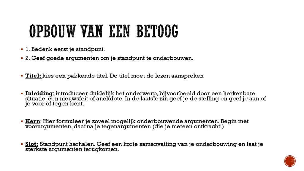 Voorbeeld Van Een Presentatie Van Een Betoog