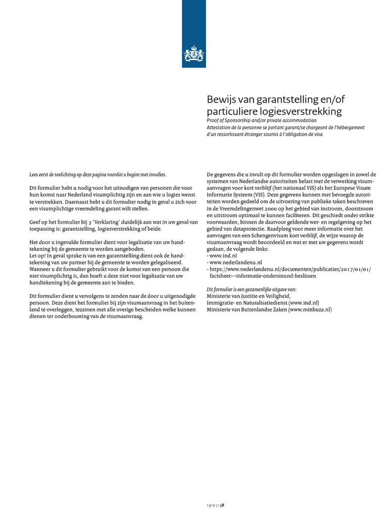 Bewijs Van Garantstelling En/of Particuliere Logiesverstrekking | PDF - Bewijs Van Garantstelling En Of Particuliere Logiesverstrekking