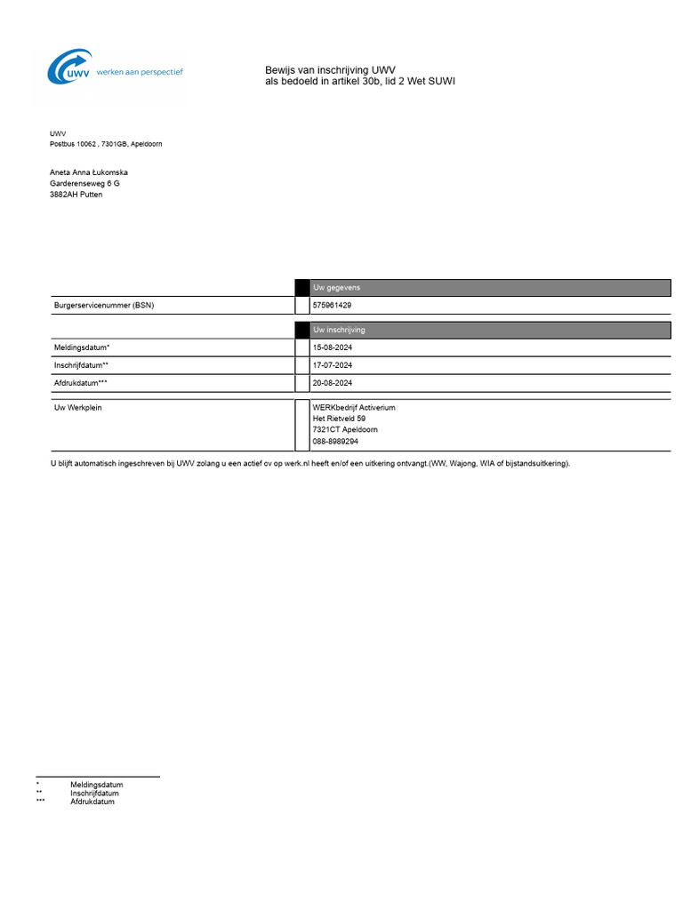 bewijs-van-inschrijving | PDF - Bewijs Garantstelling En/of Particuliere Logiesverstrekking