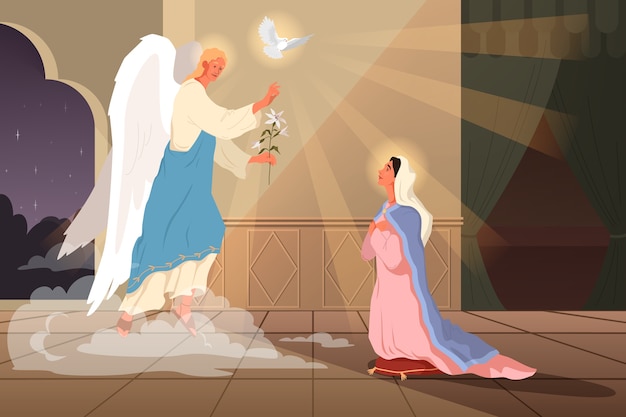 Bijbelverhalen over de aankondiging aan de heilige maagd maria. engel - Engel Gabriel Bij Maria