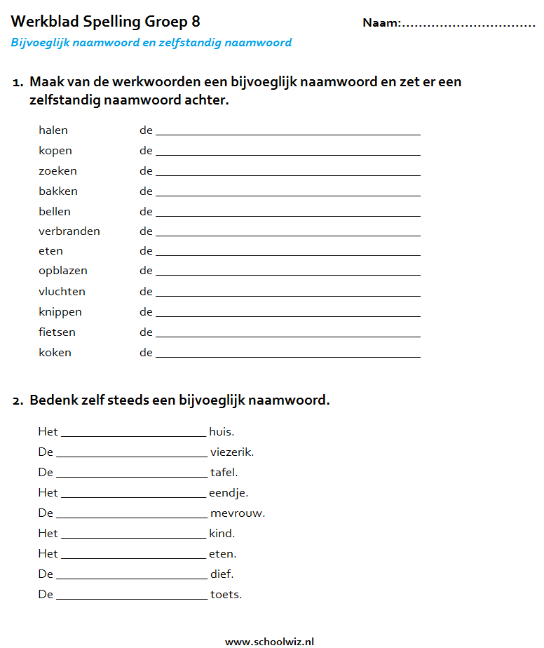 Bijvoeglijk naamwoord en zelfstandig naamwoord Dutch Language, Grammar - Bijvoeglijke Naamwoorden Met Een J