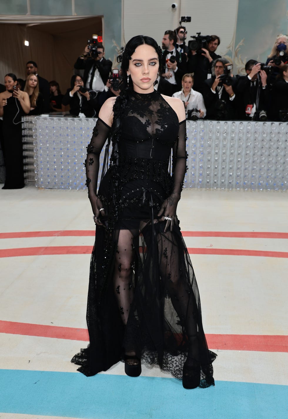 Billie Eilish Wore Sheer Black Lingerie Gown at the 2023 Met Gala - Met Een Nat Gevoel In De Klem