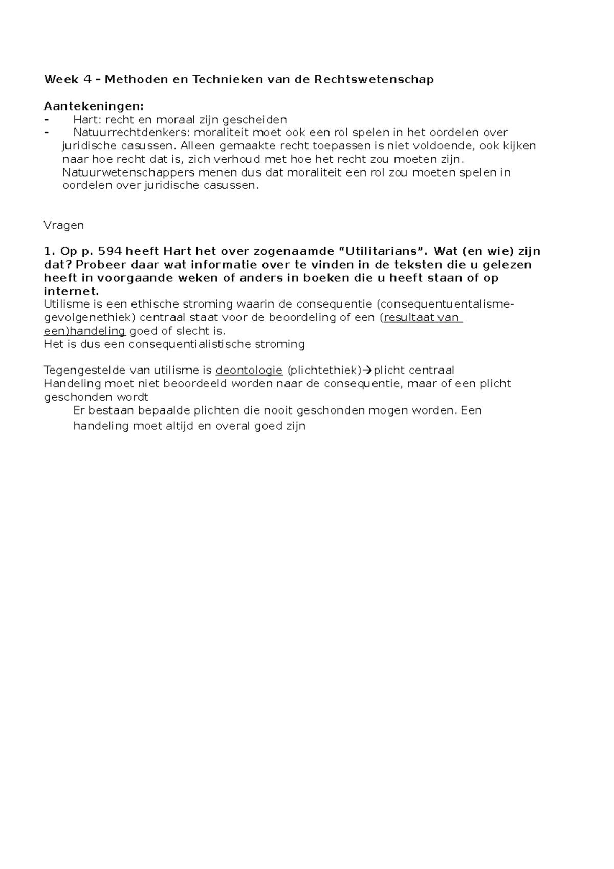 Blad 1 - aantekeningen - Week 4 – Methoden en Technieken van de - Methoden En Technieken Van De Rechtswetenschap