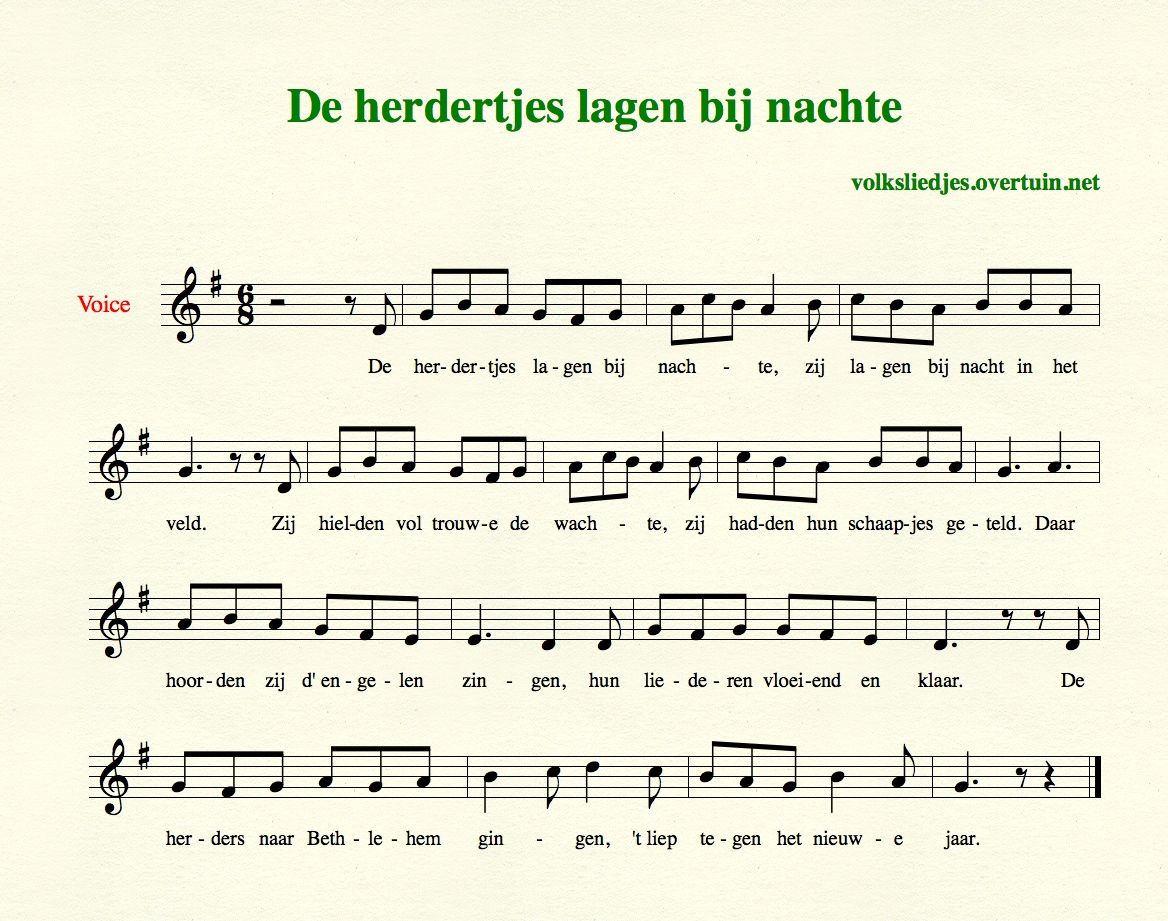 Bladmuziek Kerst - Nederlandse Volksliedjes met Muziek en Bladmuziek - Christelijke Liederen Oud En Nieuw