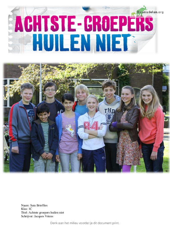 Boekverslag Achtste groepers huilen niet - KennisDelen - Boek Achtste Groepers Huilen Niet