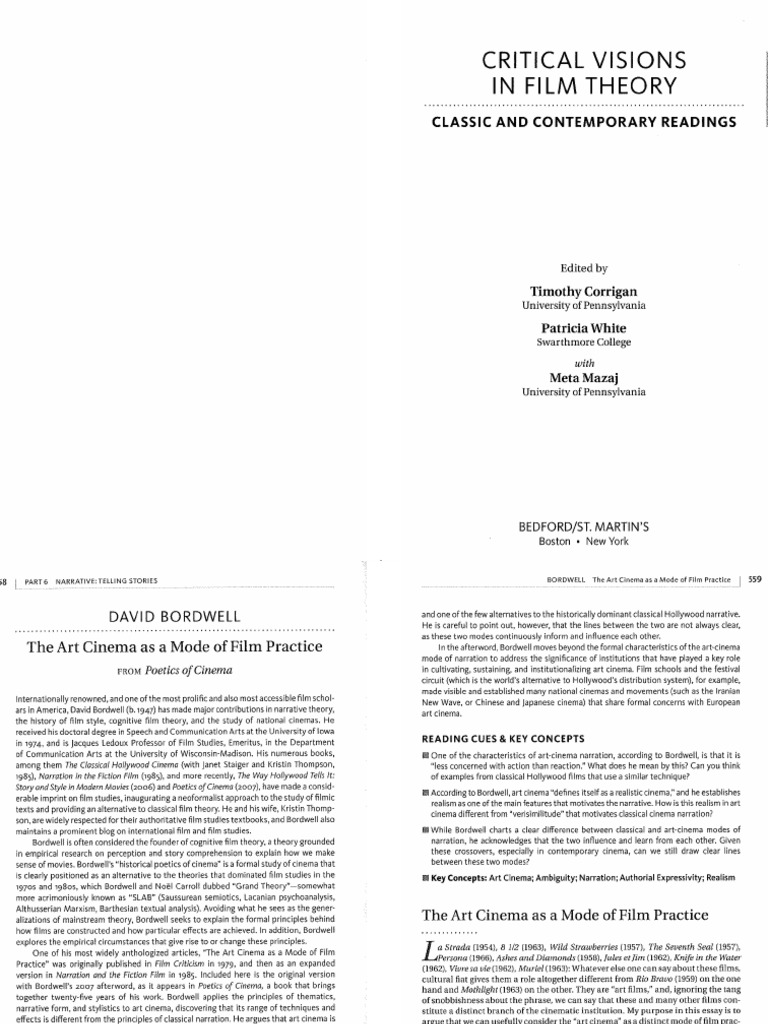Bordwell, David, "The Art of Cinema As A Mode of Film Practice" | PDF - Bordwell And Thompson Film Art