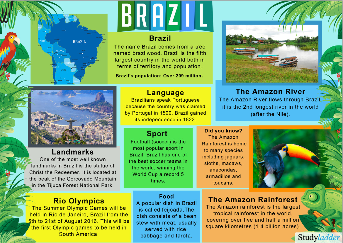 Brazil: Fact Sheet - Studyladder Interactive Learning Games - Aardrijkskunde Brazilië Havo 5 Oefenen