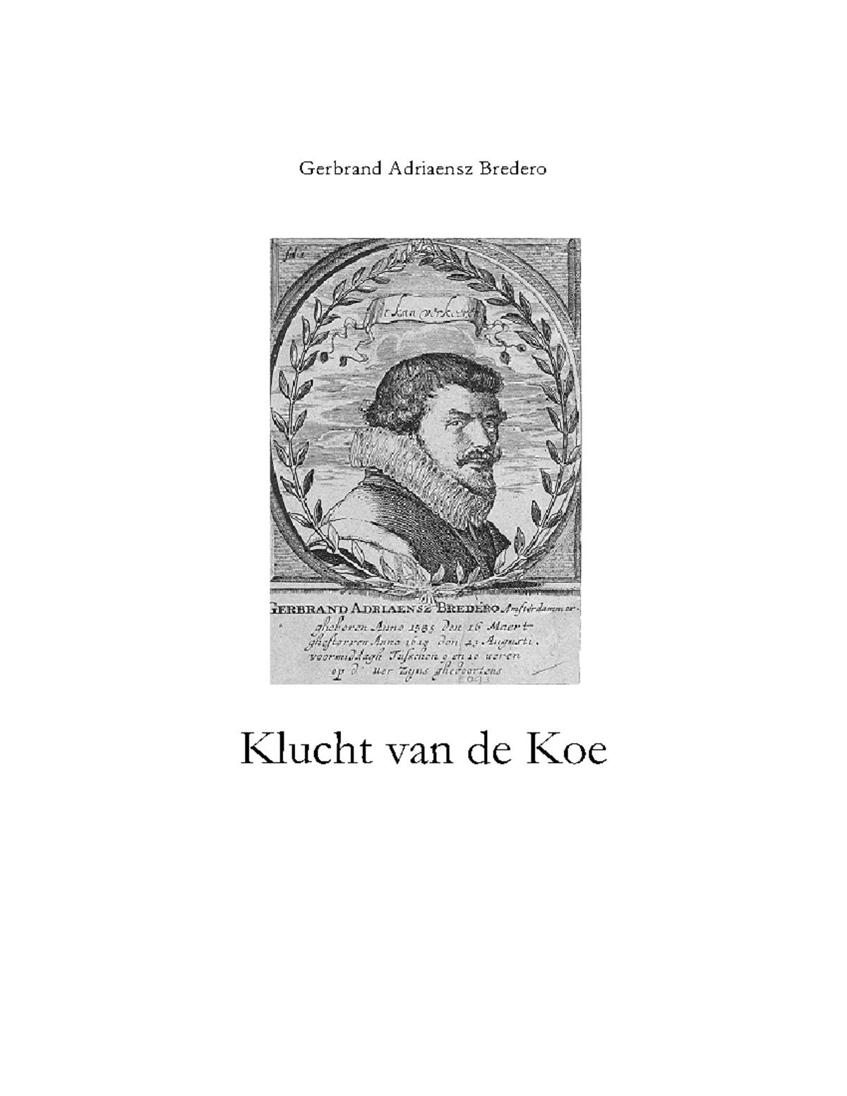 Bredero Klucht Van De Koe