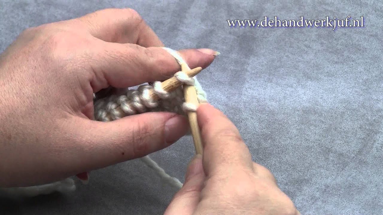 Breien: basissteken, Recht, Duitse methode / Knit stitch, German or - Breien Met Rondbreinaald Duitse Manier