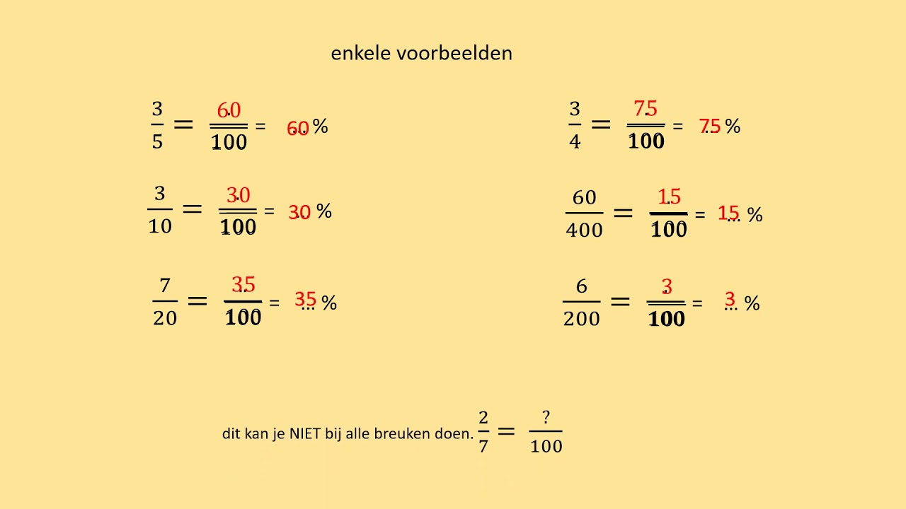 breuken en procenten - YouTube - Hoe Bereken Je Percentage Van 2 Getallen