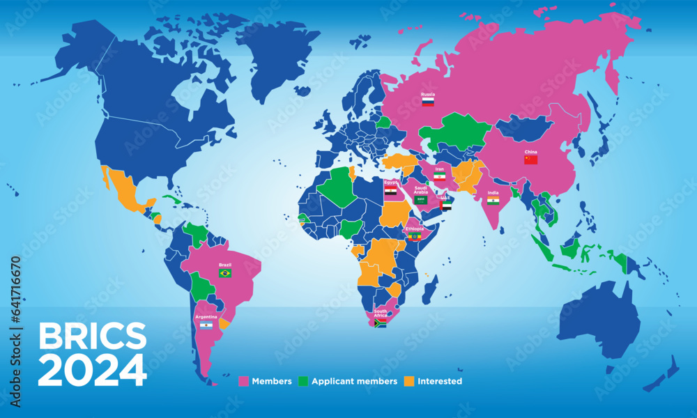 BRICS countries map in the year 2024 with new members with flags - Hoeveel Landen Doen Er Mee Aan Het Eurovisie Songfestival