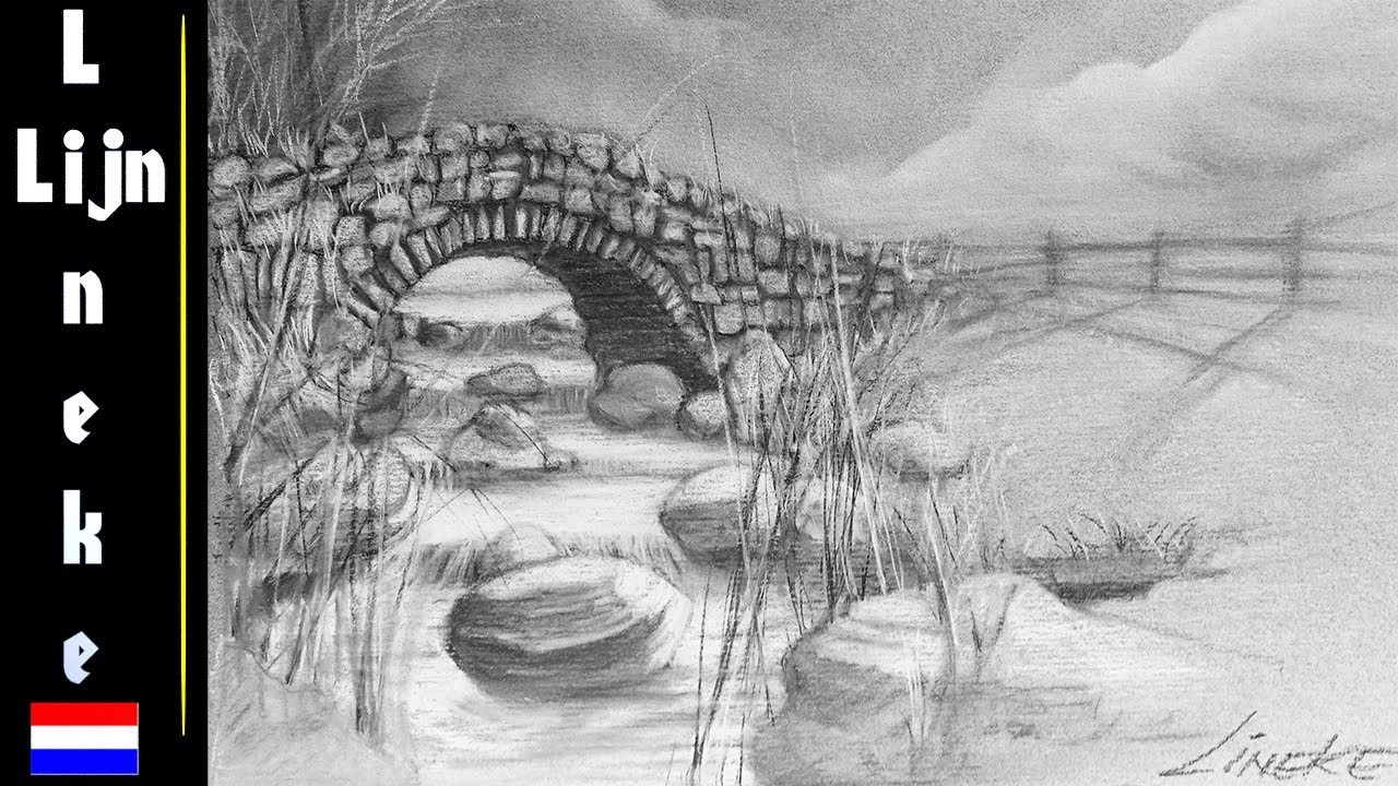 BRUG tekenen voor beginners potlood tekening - YouTube - Bouwer Eerste Houten Brug Over Rijn