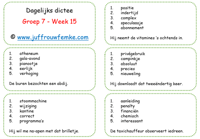 bundel - 200 dagelijkse dictees groep 4 t/m 8 - Juffrouw Femke - Spelling Dictee Groep 4