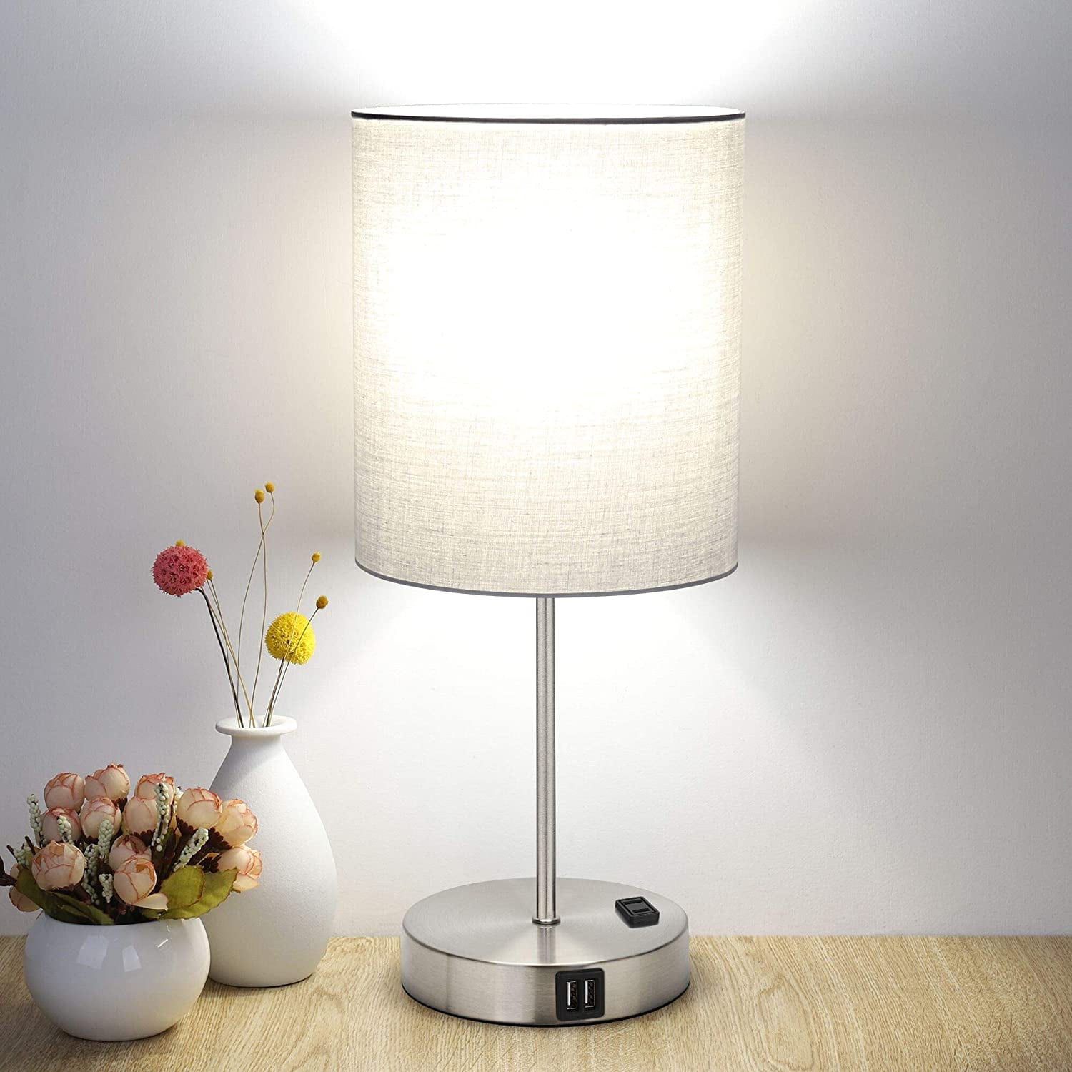 Buy Touch Control Table Lamp, 3 Way Dimmable Bedside Desk Lamp with 2 - Lamp Gaat Aan En Uit