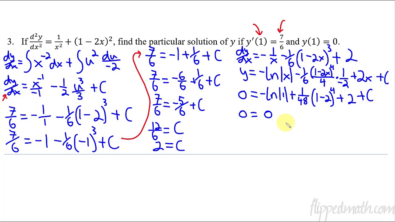 Particular Solution To A Differential Equation