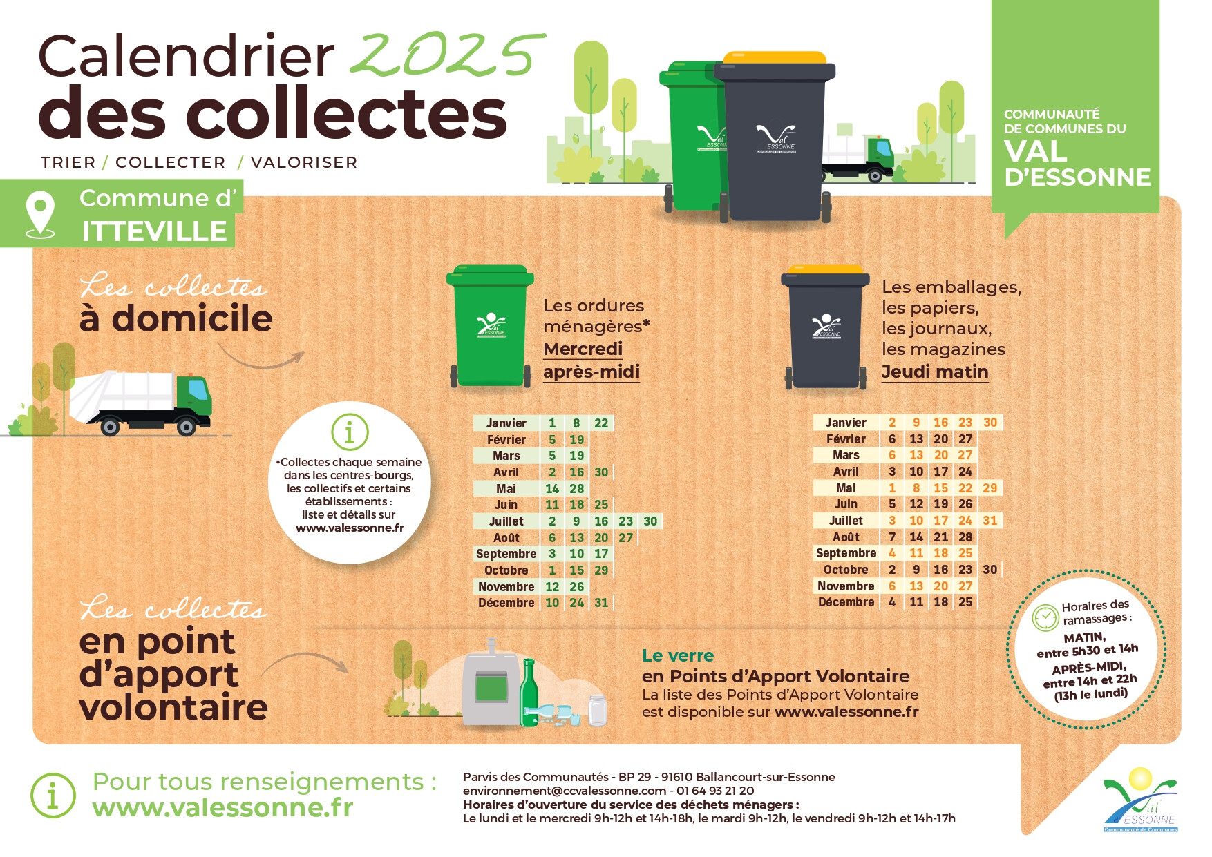 Calendrier des collectes de déchets 2025 - Commune d'Itteville - Collecte Deze Week 2025