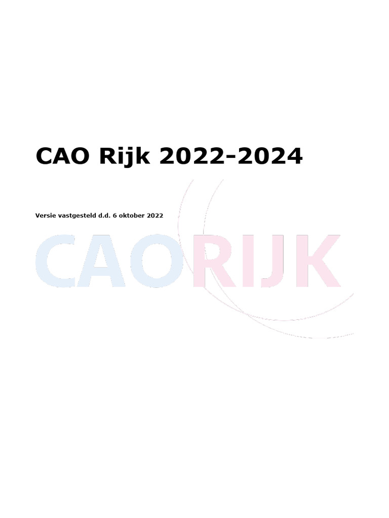 CAO Rijk 2022-2024 Versie 6 Oktober 2022 | PDF - Cao Rijk Salarisschalen 1 Januari 2024