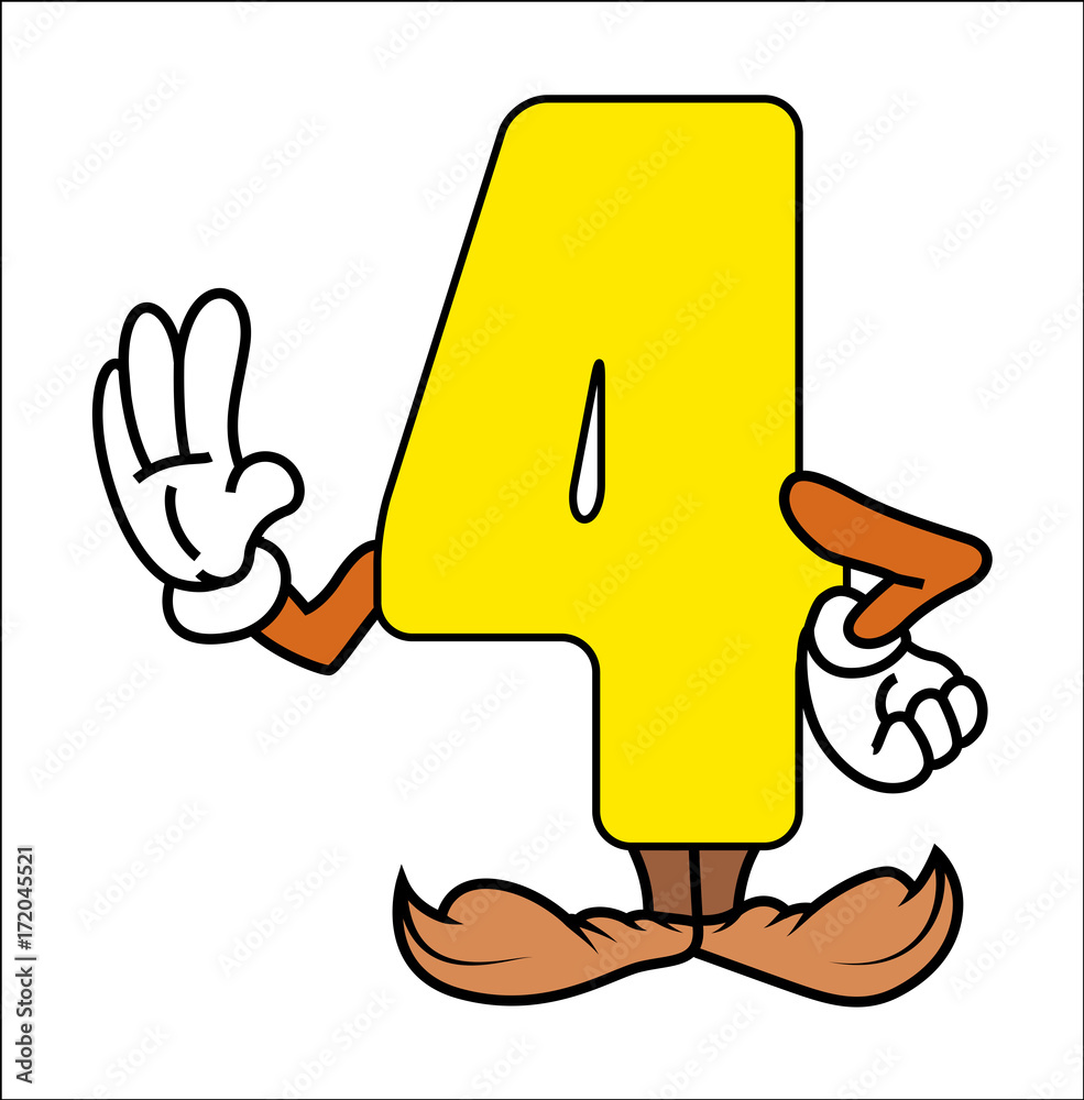 Cartoon Number Four Vector Stock Vector | Adobe Stock - 4 Pedagogische Basisdoelen Wet Kinderopvang