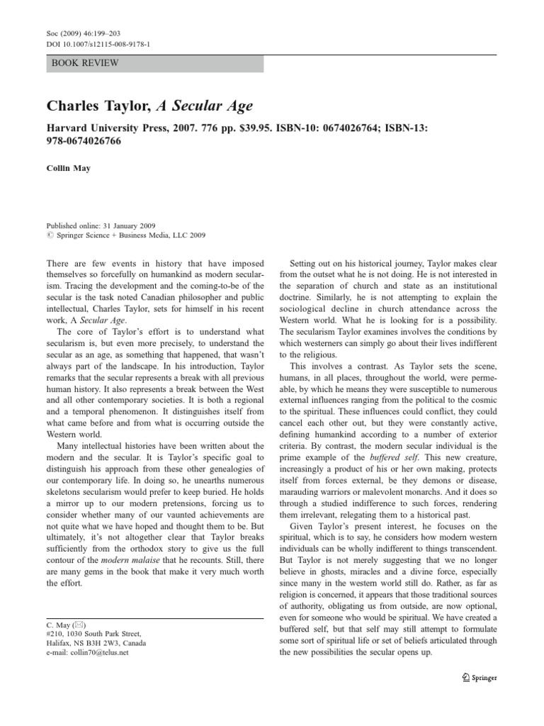 Charles Taylor A Secular Age