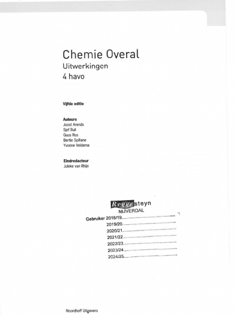 Chemie Overal Uitwerkingen 5e Editie Havo 4 | PDF - Chemie Overal Vwo 5 Uitwerkingen