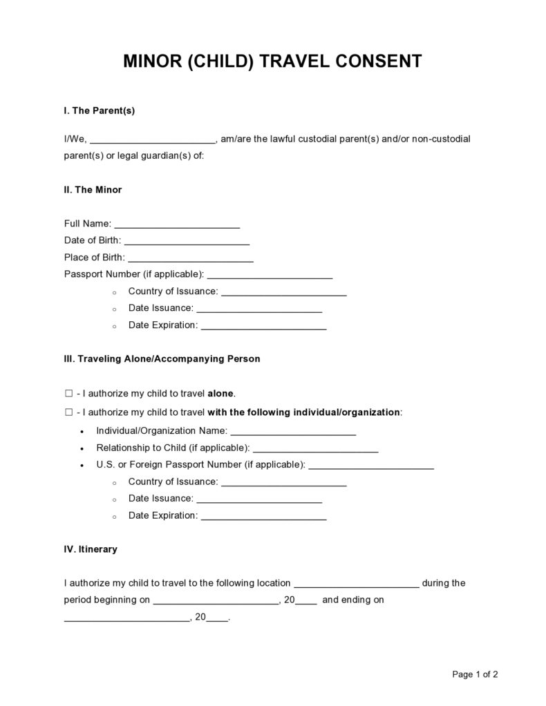 Child Travel Consent Form 2022 - vrogue.co - Authorisation Form For Travelling Abroad With A Minor