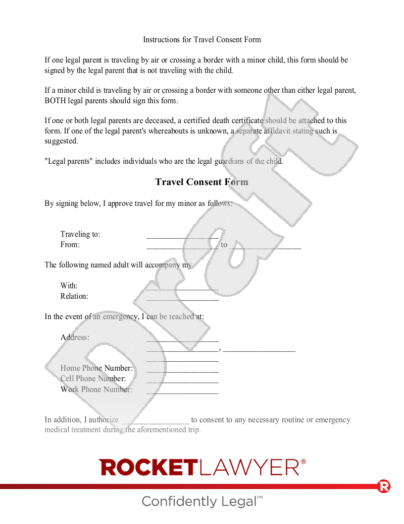 Consent To Travel Minor Form