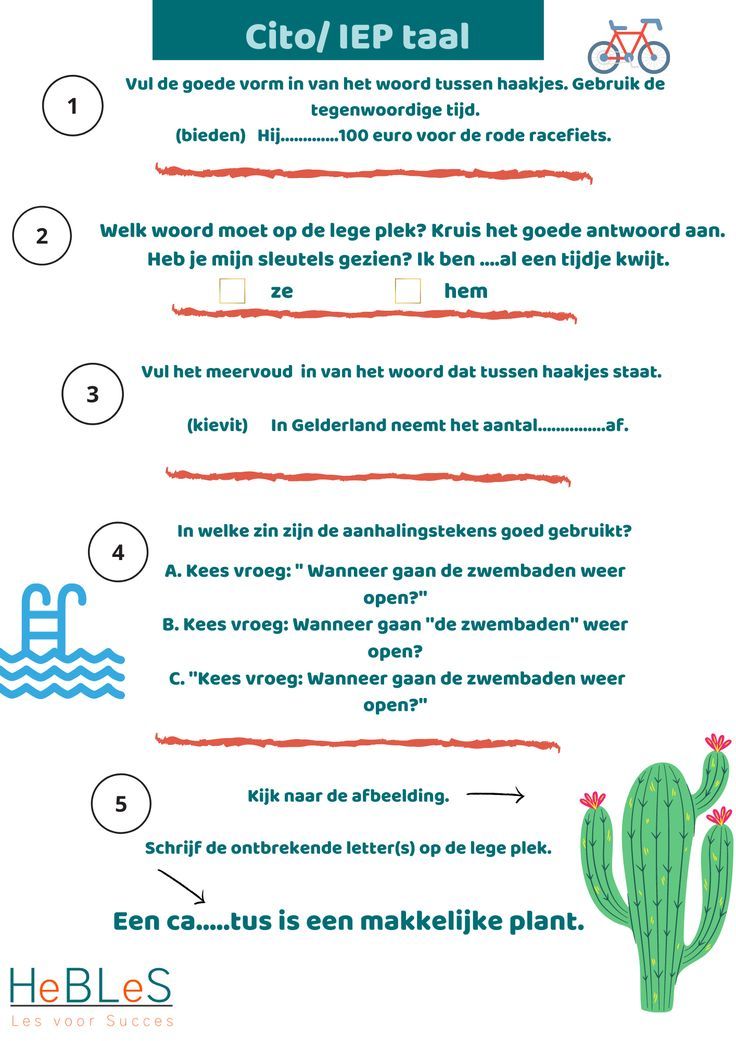 Cito oefeningen - Rekenen - Taal - Begrijpend lezen - HeBLeS - Oefenen Cito Spelling Groep 8