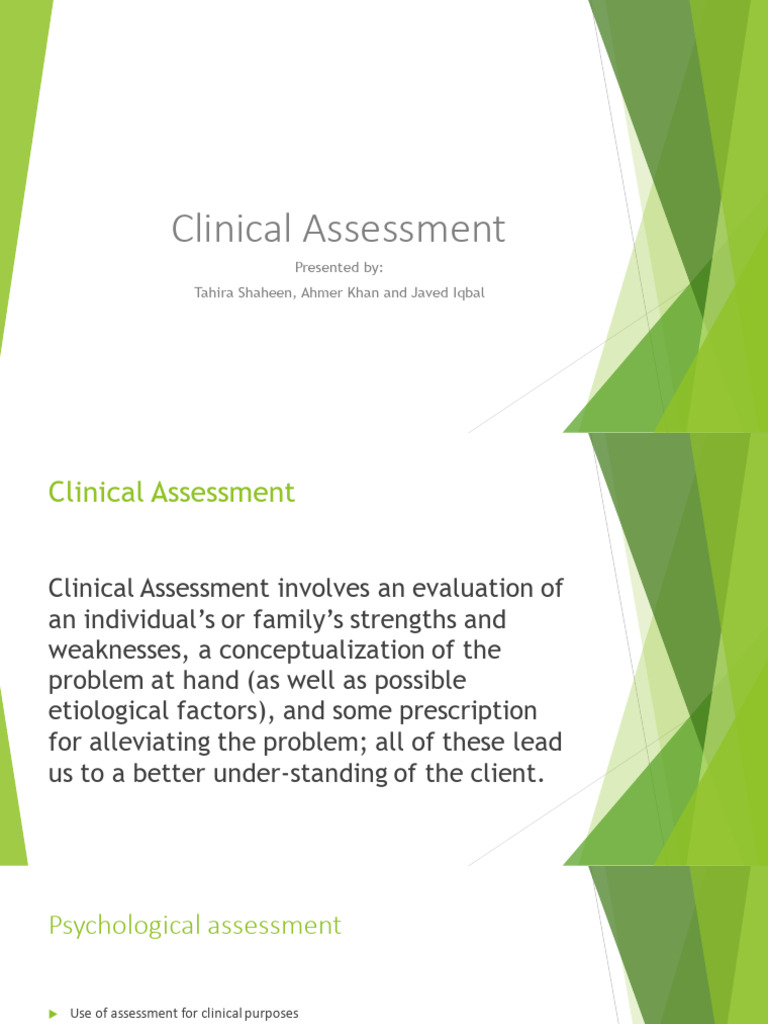 Clinical Assessment Psychodiagnostic Decision Making