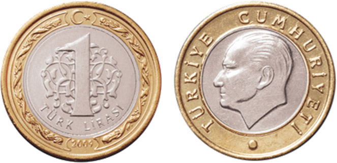 Coins - Asia: New Turkey 1 Lira coin 2009 UNC - Hoeveel Lira Is 1 Euro