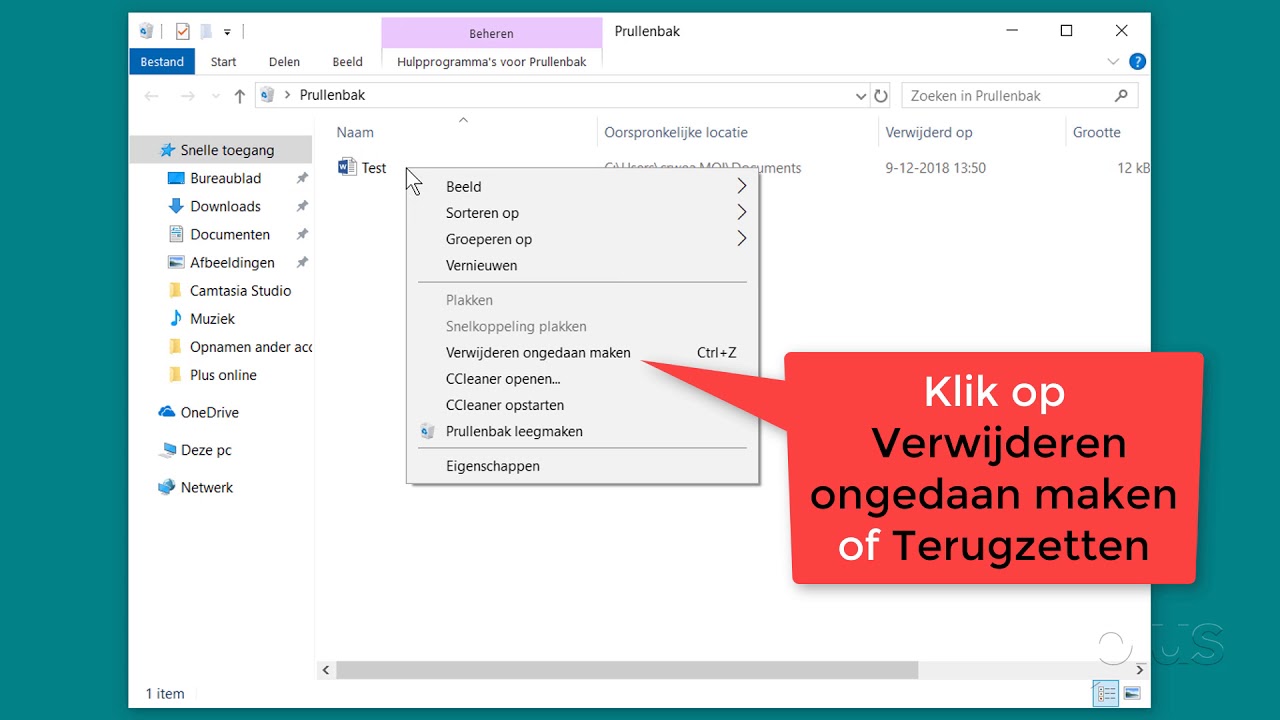 Computertip: Bestand uit Prullenbak terugzetten - YouTube - Waar Zit De Prullenbak Op Je Telefoon