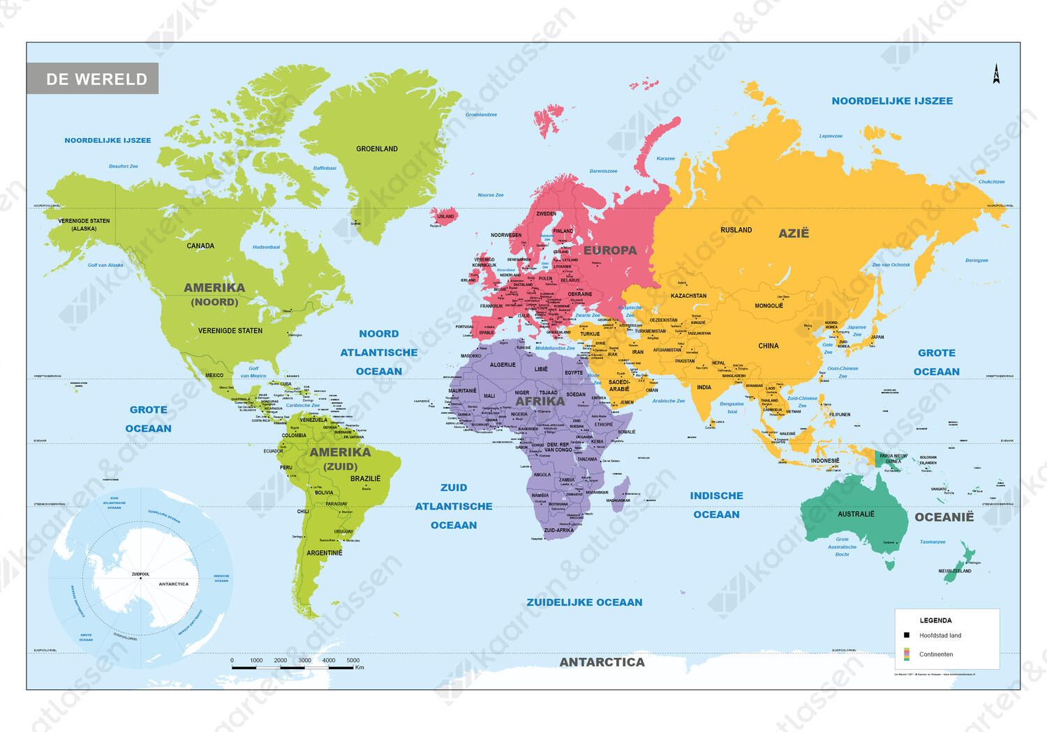 Continenten wereldkaart 1267 | Kaarten en Atlassen.nl - Hoeveel Landen Zijn Er Ter Wereld