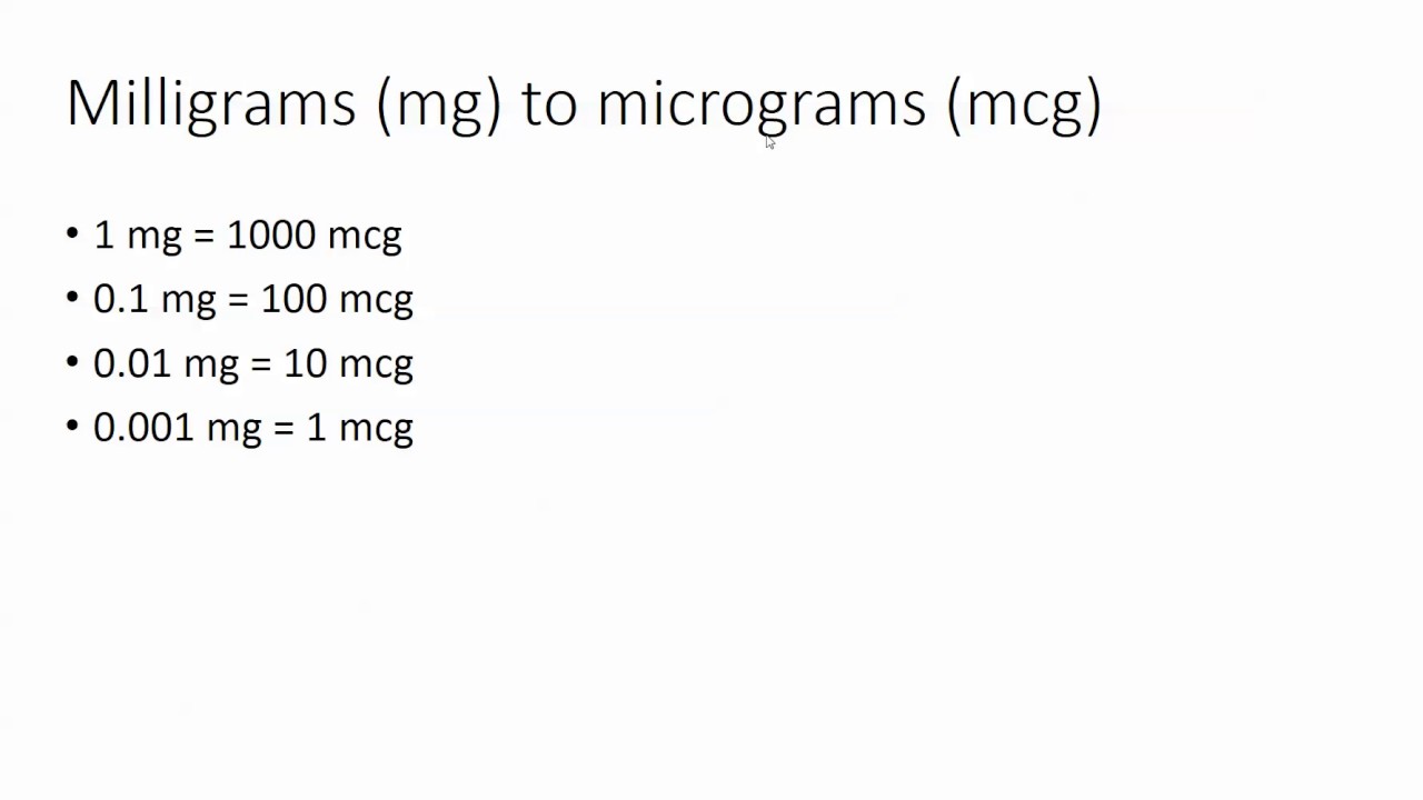 Conversion Chart Mcg To Mg Basic Unit Conversions Between Mc - Hoeveel Mg Is 1 Mcg