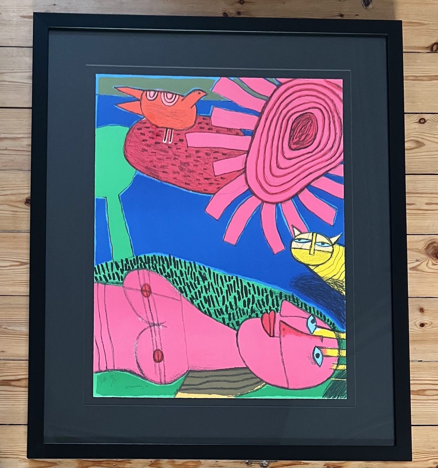 Corneille - De gele kat en de vogel onder de roze zon sold! View the - Inheemse Roofvogel Met Gele Ogen