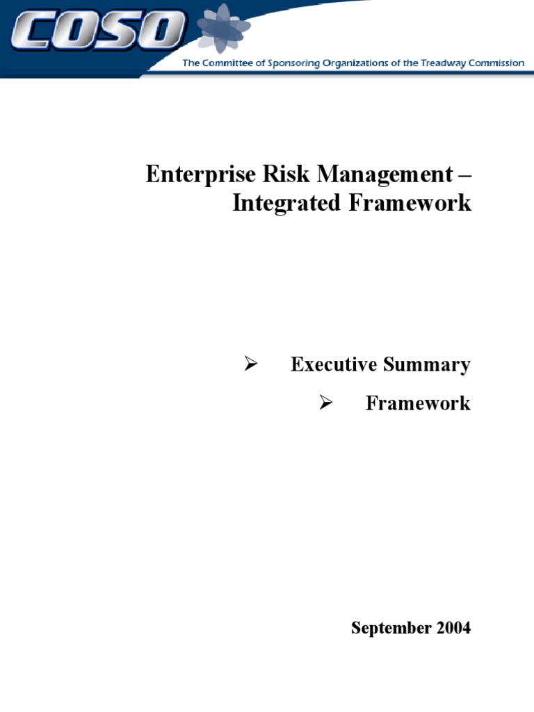 COSO Enterprise Risk Management - Integrated Framework | PDF - Coso Enterprise Risk Management Model