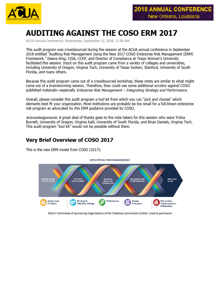 Coso Erm 2017 | PDF | Risk | Enterprise Risk Management - Coso Enterprise Risk Management 2017