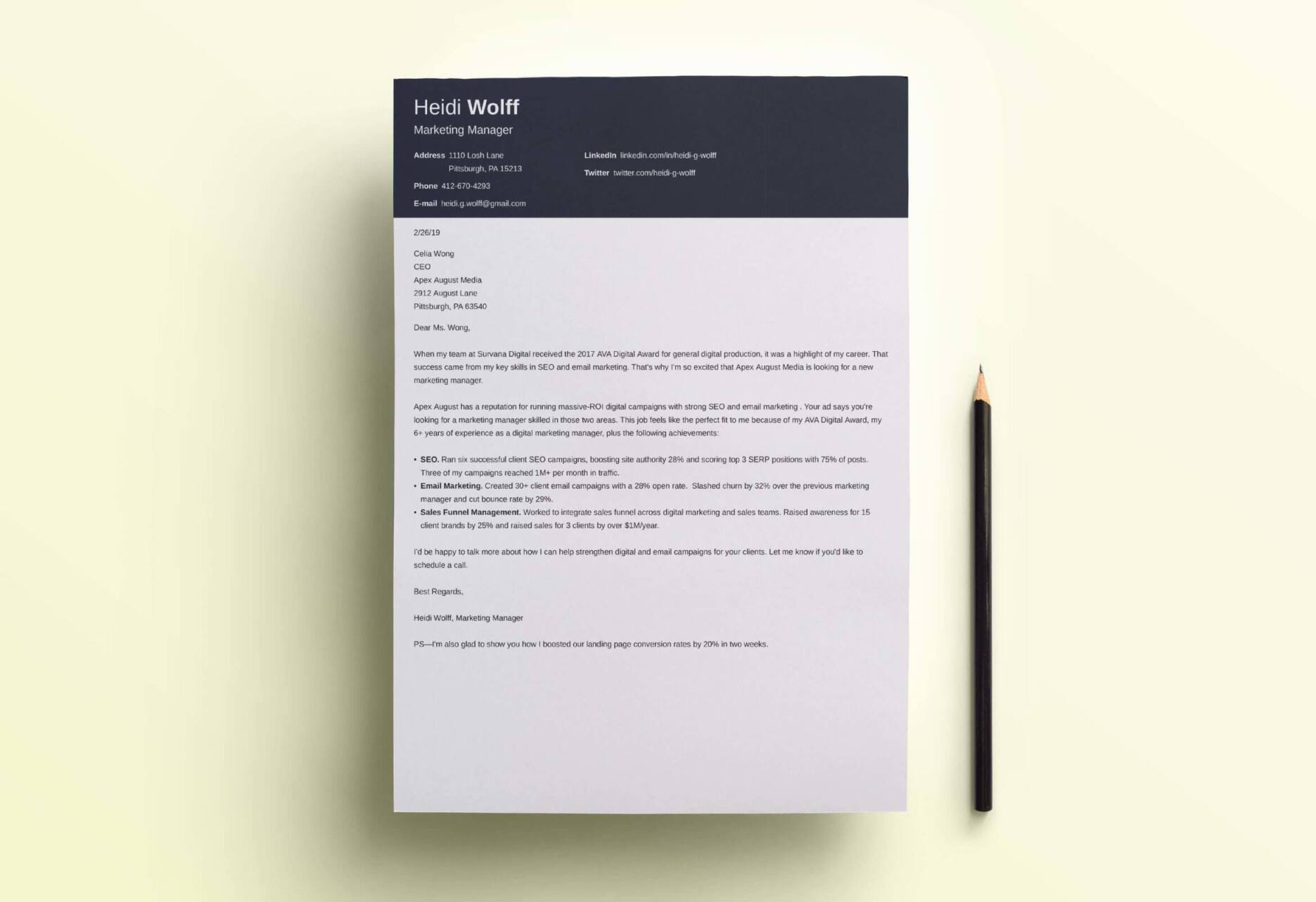 cover letter template modern - Wat Is Een Cover Letter
